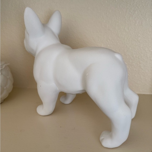 White Matte Ceramic French Bulldog Figurine - Picture 4 of 6